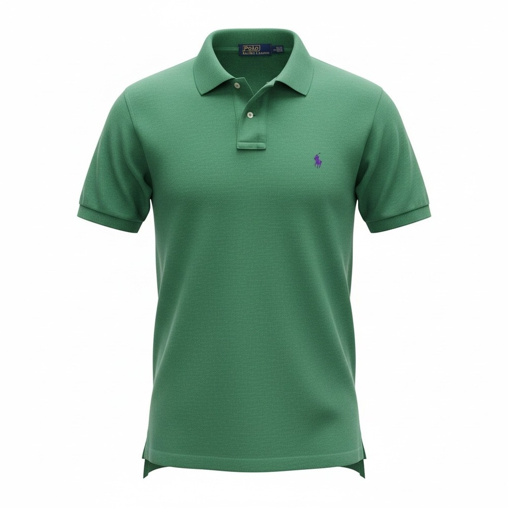 Polo Ralph Lauren Polo Shirt Mens XL Green Custom Fit‎ Purple Pony Logo Knit